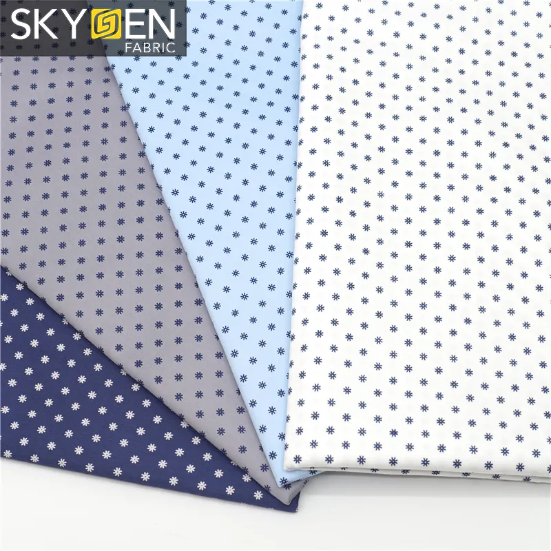 Skygen Ontlading Satijn Textiel China Groothandel Gedrukt Katoen Stof Roll Garment Shirting Stof