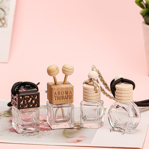 In Stock Square 5ml <strong>8ml</strong> 10ml Hollow-Carved Glass Car Decorative Hanging Diffuser <strong>Bottles</strong> Empty Perfume Square Car <strong>Cap</strong> Design - Product Image 3