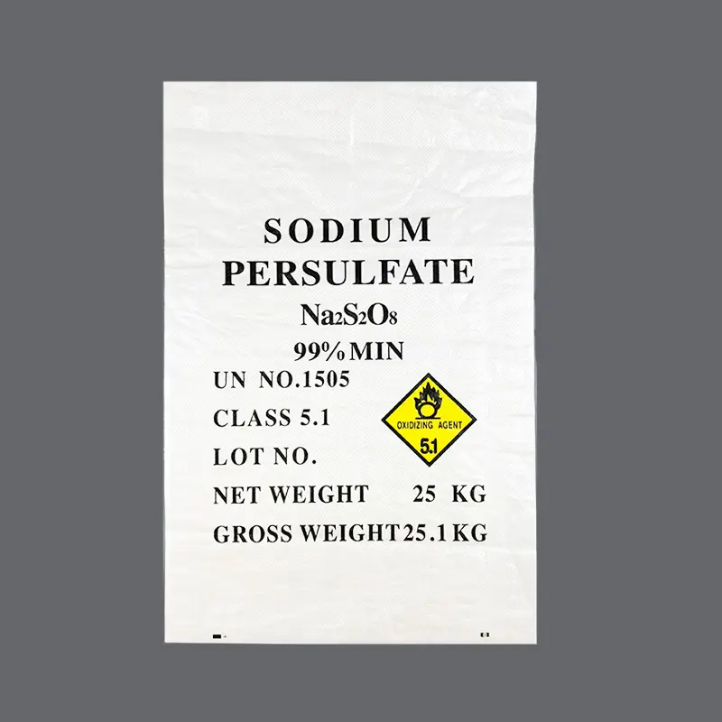 Persulfate de sodium bon marché, 25kg, sacs d'emballage chimique solides blancs, sacs en plastique pp tissés