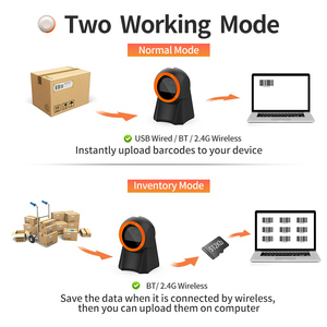 Escáner de código de barras de escritorio con Bluetooth y USB Xincode para lectura de código QR 1D 2D, inventario y escaneo inalámbrico - Product Image 6