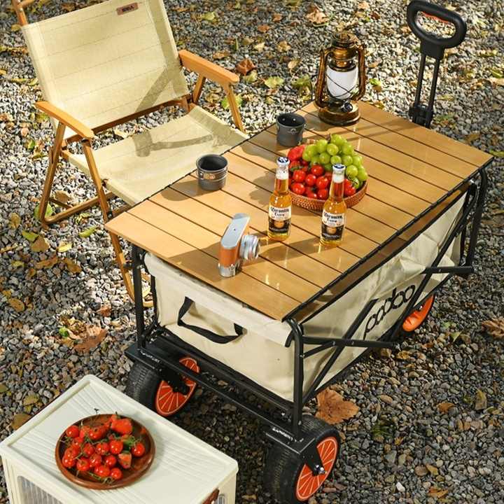 Electric Utility Wagon with Power Assist Metal Garden Handtruck Portable Folding Outdoor Wagon Trolley Camping Cart