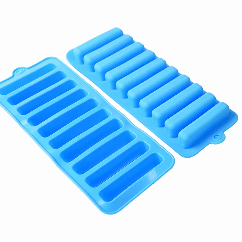 10-Hole Silicone Ice Bar Finger Bolo Pudim Forma Silicone Diy Ice Cube Mold Cilíndrico Chocolate Mold