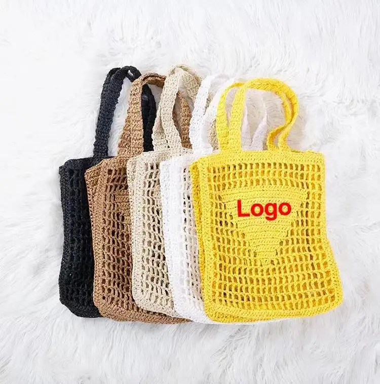 2023 Hot Sale Mulheres Marroquinas Senhoras Handmade Woven Shoulder Bag Straw Beach Bag Alta Capacidade Beach Tote Bag