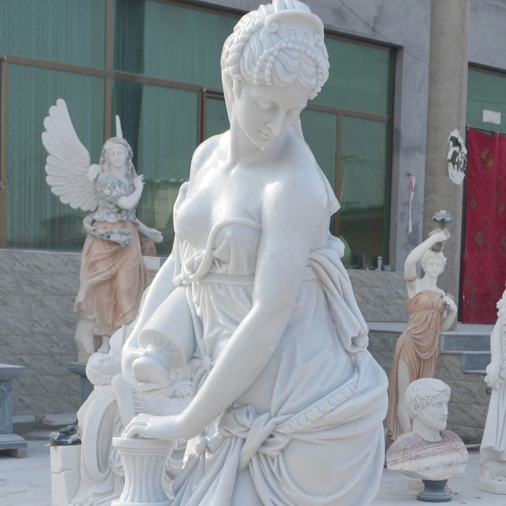 Weiße Marmors chnitzerei Berühmte Design Marmor Engel Statue Skulptur