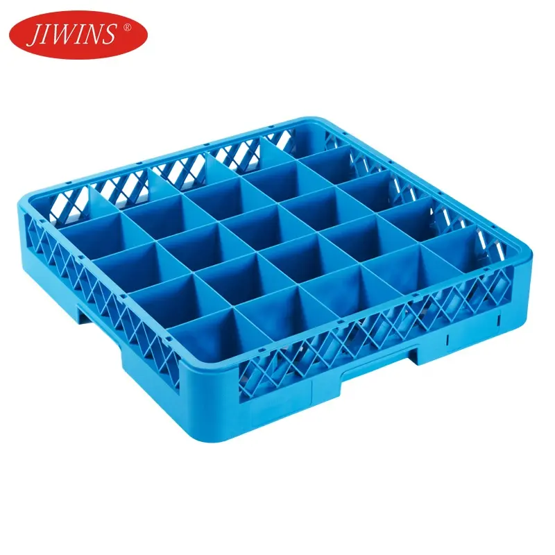 Jiwins NSF Blue 25 Compartment Storage Wine Glass Rack And Standard Plastic Extender Glass Rack Dishwasher for Hotel Kitchen