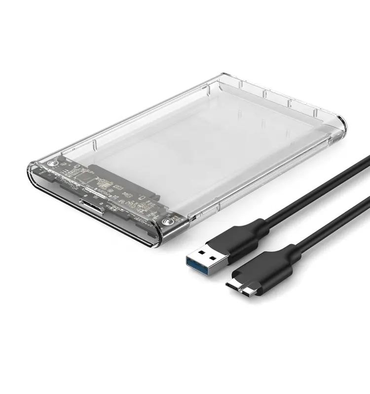 고속 하드 디스크 드라이브 어댑터 2.5 인치 HDD 케이스 USB3.0 플라스틱 투명 HDD 인클로저 케이스
