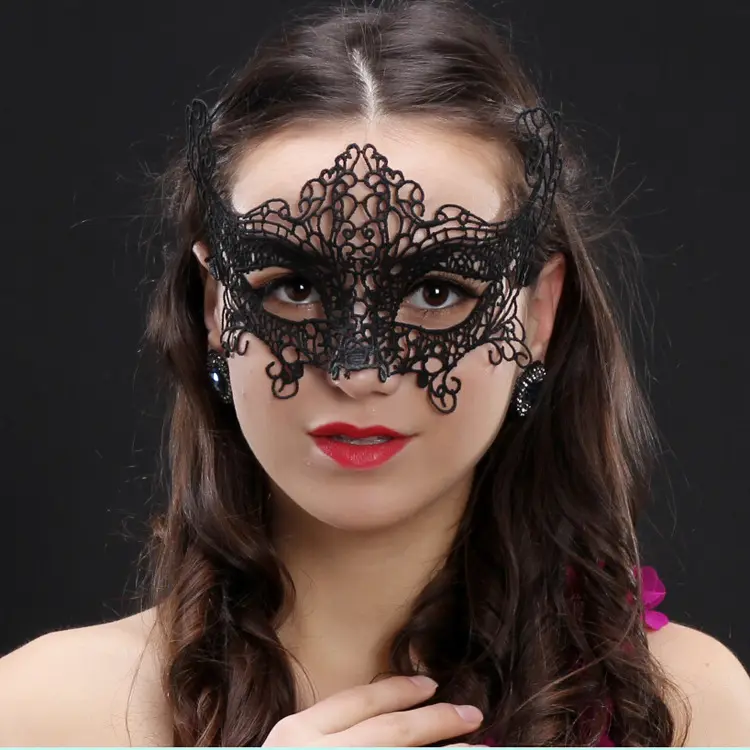 Masque Sexy en dentelle noir pour femmes, déguisement de bal de fête, mascarade, décoration pour halloween