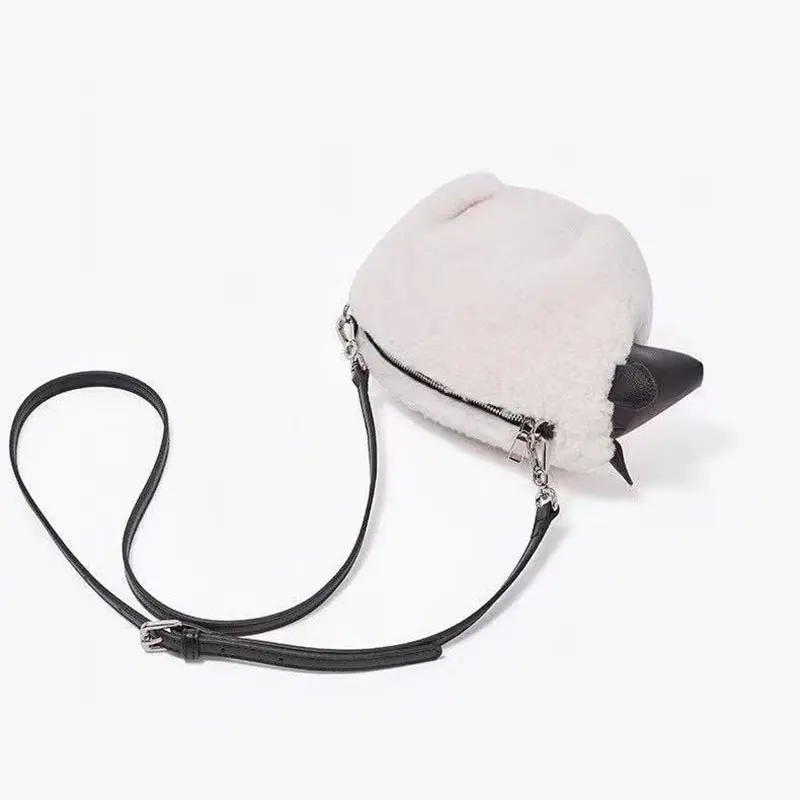 卸売冬カスタムソフトファー人気有名ブランドデザイン女性ハンドバッグラムウールショルダーバッグ