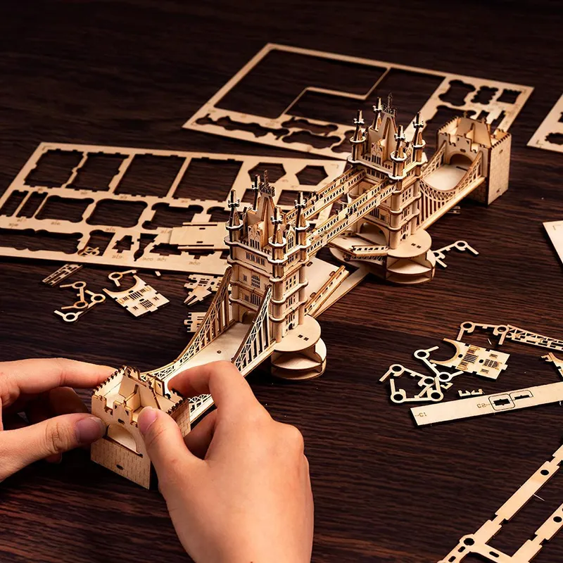 Robotime Rolife Bois Artisanat DIY Jouets Éducatifs TG412 Pont Tour En Bois Modèle 3D Puzzles Pour Adultes