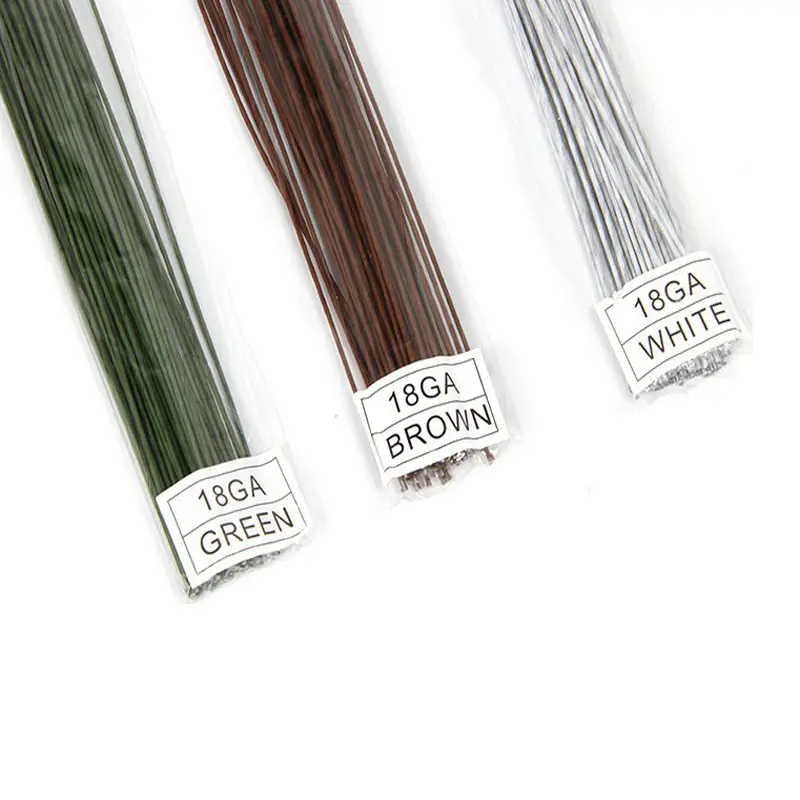 50pcs Package 14 inch 18 Gauge Brown Floral Wire for Artificial Flower Stem Making