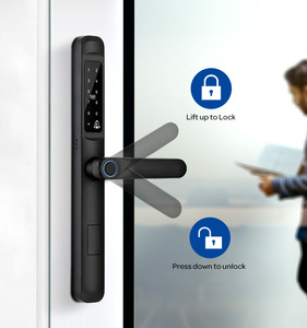 防水Wifi Tuya APP制御アルミスライドガラスドアTTlock生体指紋スマートロック