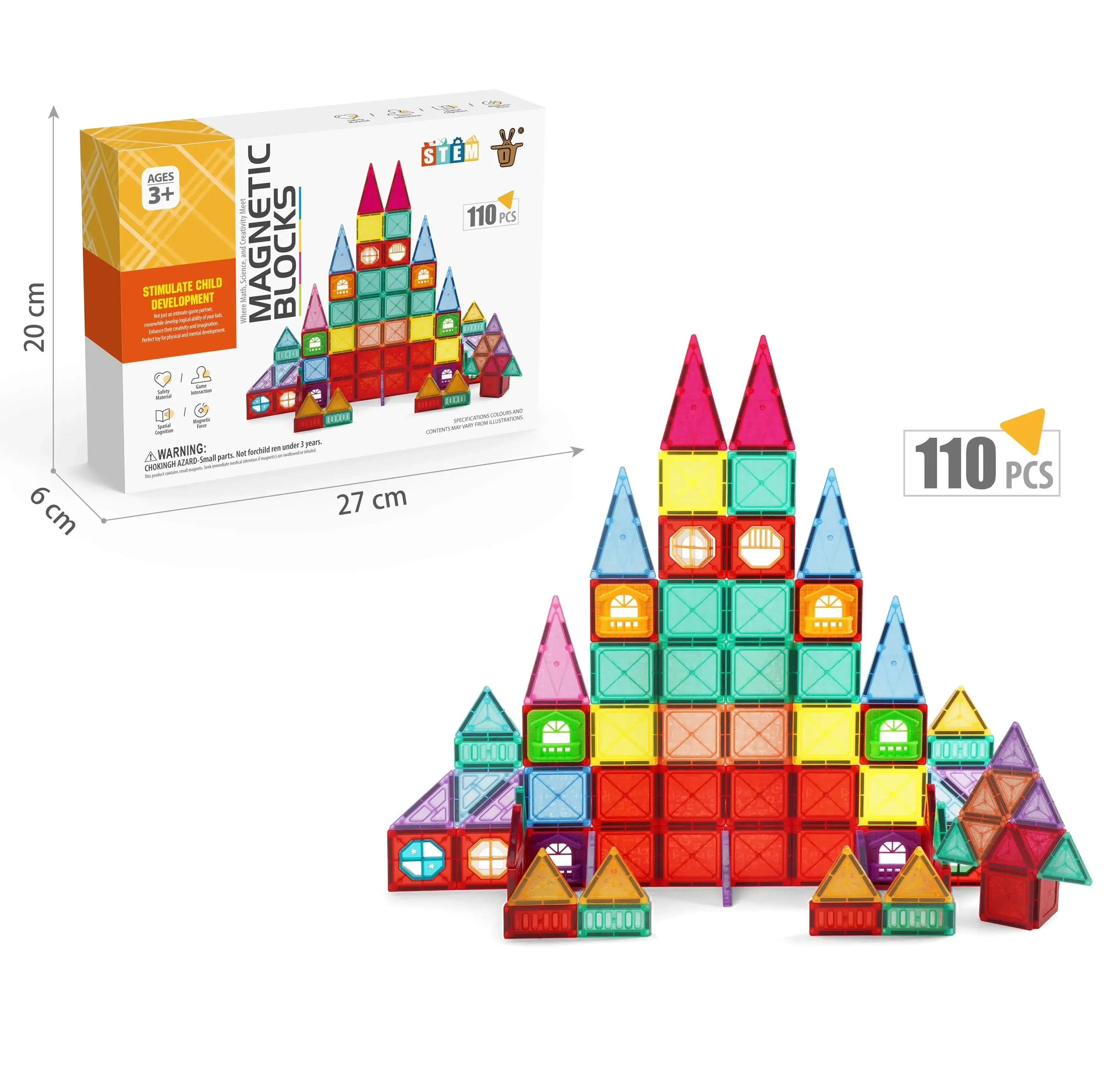 Stam Speelgoed Kinderen Ontwikkeling 110Pcs Magnetisch Blok Set Speelgoed Bouwstenen Magnetische Educatieve Tegels Speelgoed