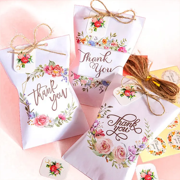 Fiore grazie piccolo sacchetto di carta san valentino souvenir di nozze piccolo sacchetto regalo piccolo sacchetto di caramelle