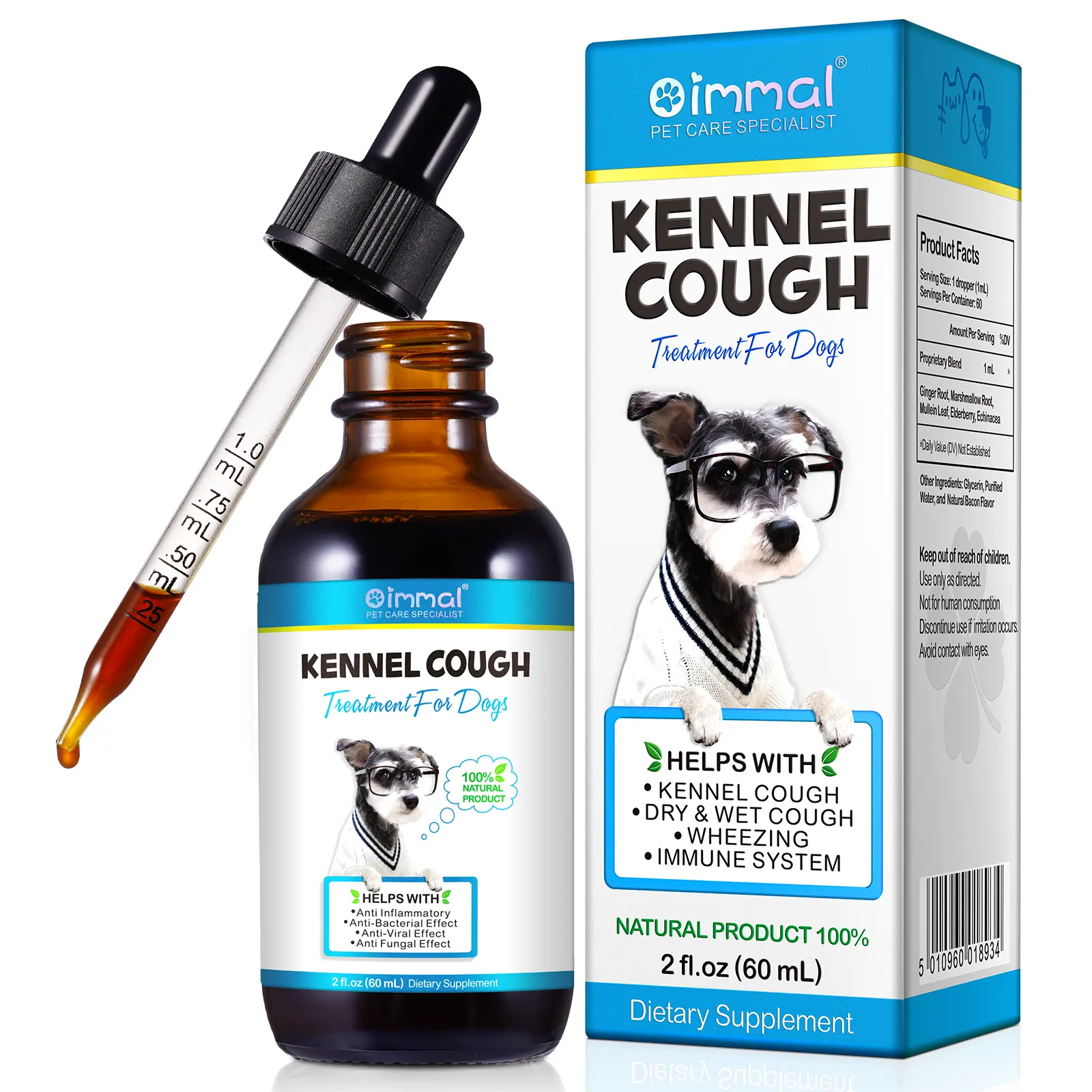 OIMMAI एलर्जी राहत सूखे और गीले खांसी wheezing kennel पूरक kennel खांसी उपचार खांसी कुत्तों के लिए चला जाता है