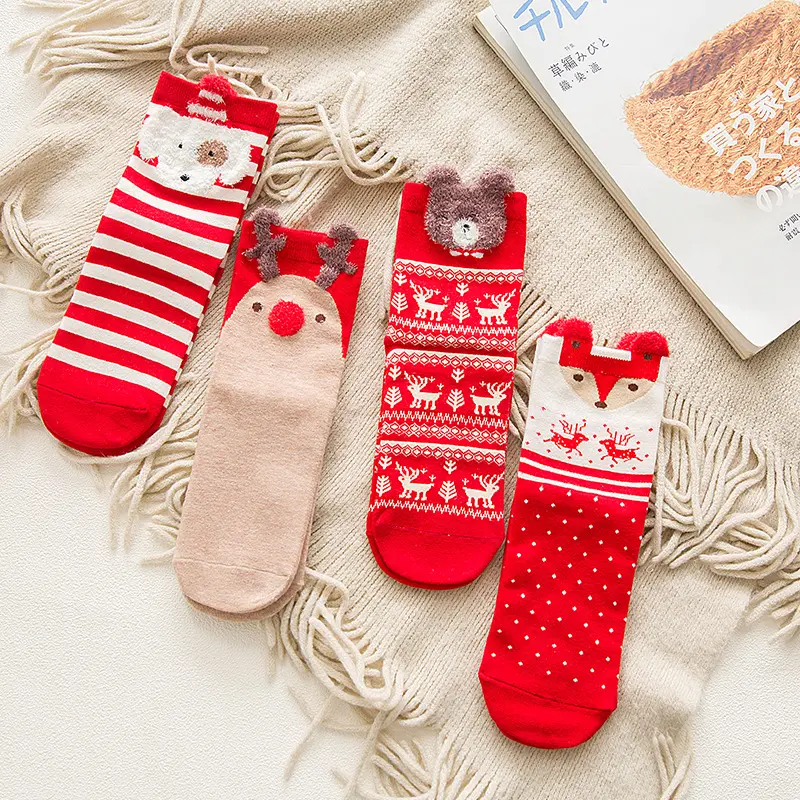 Cute Deer Cotton Cartoon Keep Warm Lady Socks Christmas Gift Women Socks Casual Winter Christmas Socks