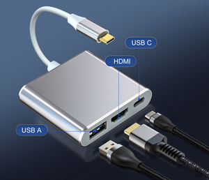 3 en 1 USB 3,1 tipo C a USB 3,0 4K HDMI USB-C tipo C hembra cargador Hub Adaptador convertidor Cable 3 en 1 Hub con PD - Product Image 5