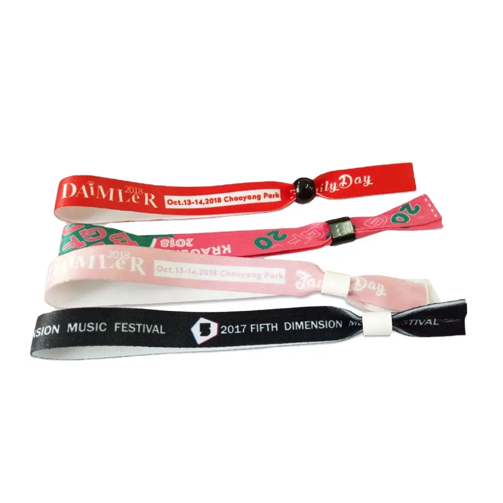 Cheap Custom Sublimation Festival & Events Ribbon Polyester Woven Fabric Wristband & Bracelet for Concert Events