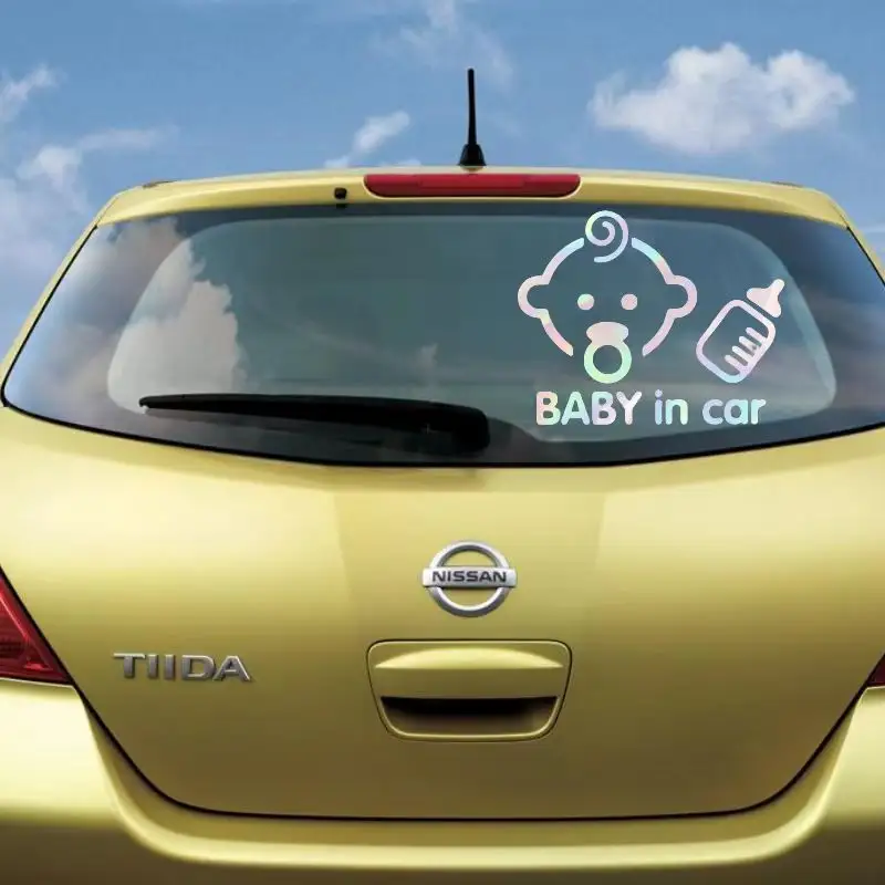 Etiqueta transparente removível adere estática bebê na etiqueta do carro/janela adere etiqueta do carro