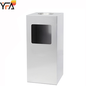 Cubo de basura cuadrado de metal grueso de gran capacidad con Cenicero, cubo de basura Comercial Público para exteriores, contenedor de reciclaje de basura - Product Image 2