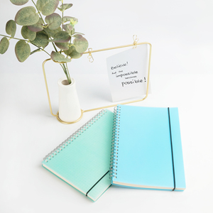 <strong>Custom</strong> Green Spiral <strong>Notebook</strong> Journal A5 PU PVC Plastic Cover with <strong>Elastic</strong> Closure <strong>Strap</strong> Inside Grid Paper Notepad for Writing - Product Image 4