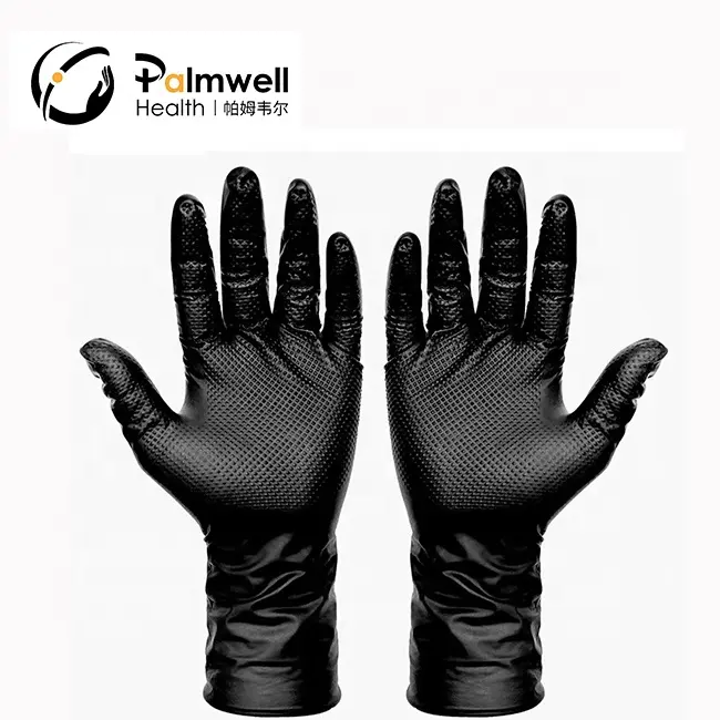 Diamant strukturierte Nitril handschuhe Schwarze latex freie Einweg-Nitril handschuhe