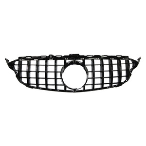 Parlak siyah deliksiz ön izgara GT GTR grille Mercedes Benz W205 C sınıfı C180 C200 C250 C300 2015 2018-
