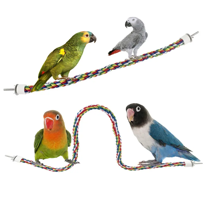 China Fábrica Papagaio Colorido Algodão Corda Escada Brinquedo De Mastigação Pássaro Escalada Stand Escalada Escada Seguro Pet Papagaio Pássaro Brinquedos