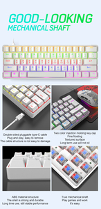 USB Type-c接口60% 白色黑色键盘RGB 61键游戏Usb有线灯发光二极管游戏玩家热插拔机械键盘 - Product Image 6