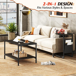 Easy Assembly Metal Frame Wood Desktop <strong>Rectangular</strong> Living Room <strong>Table</strong> Set 2 in 1 Design <strong>Nesting</strong> Coffee <strong>Table</strong> for Living Room - Product Image 4