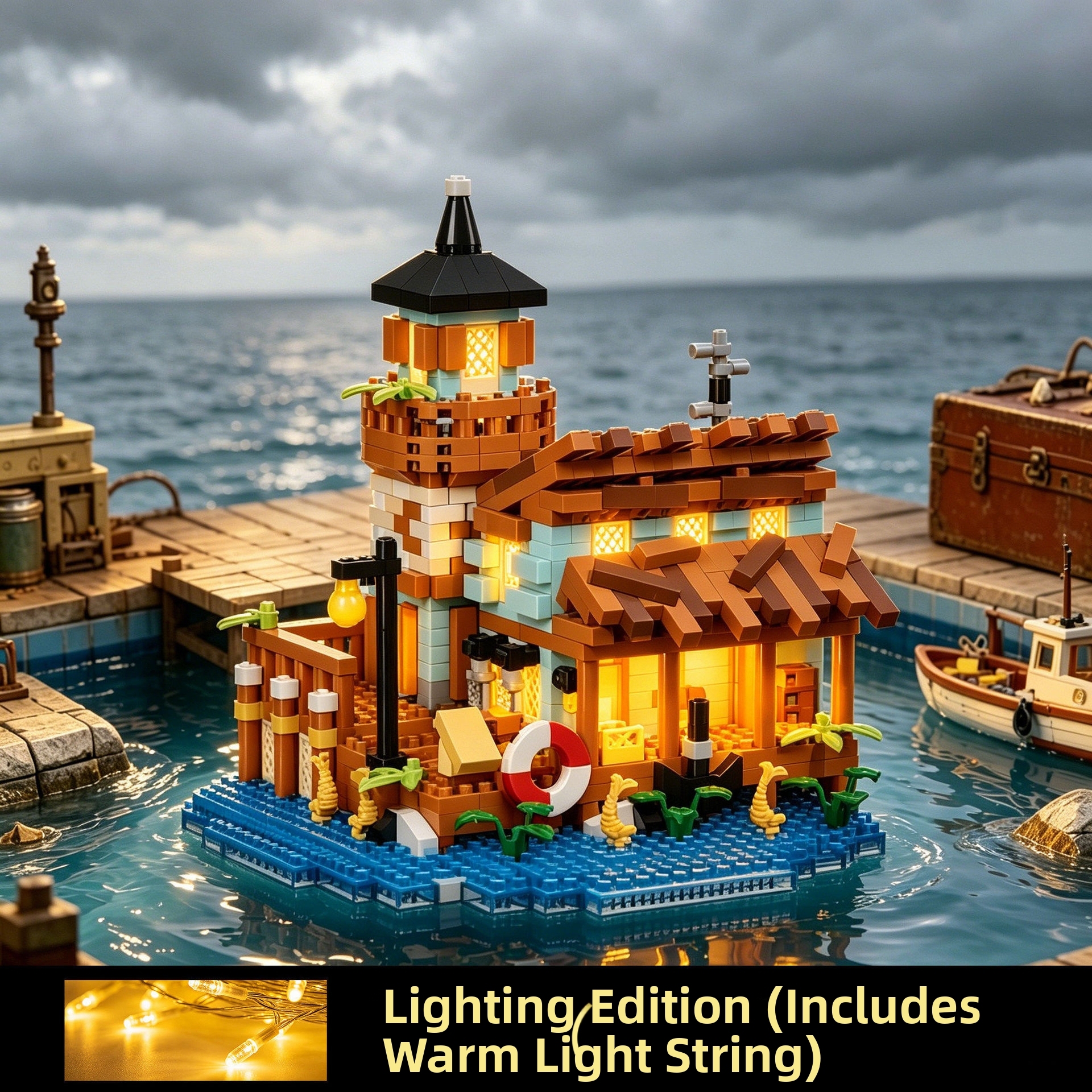Fishing village wooden hut 919 particle light