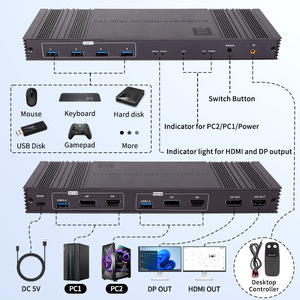 2x2モニターディスプレイポートKvmスイッチ2コンピュータ2 in 2 Out Usb 3.0デュアルモニター + dp KvmスイッチIrコントローラ付き - Product Image 5