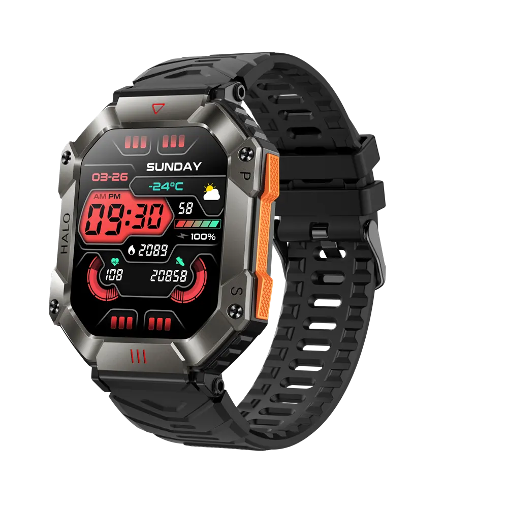 KR80 Fitness Tracker Sport Running Digital Smart Watch Per Uomo con altímetro barómetro brújula Monitor de ritmo cardíaco contador de pasos