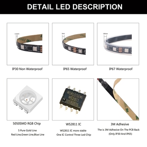 DC12V WS2811可寻址RGBIC发光二极管条5050 30/60Leds/m数字智能像素WS2811 RGB灯 - Product Image 2