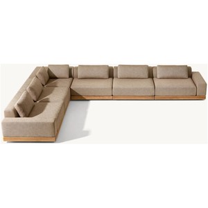 Ngoài Trời Vườn Bọc Đệm Cắt Rắn Gỗ Tếch Sofa Đặt Đồ Nội Thất L Hình Dạng - Product Image 1