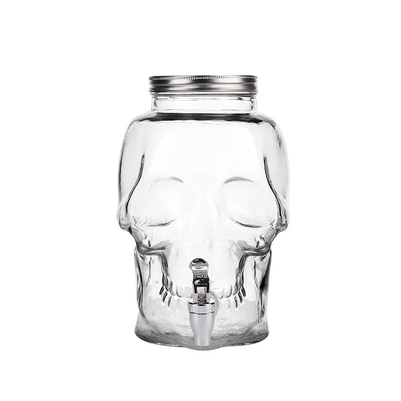 Dispensador de bebidas clásico con forma de esqueleto, transparente, 4L, para zumo de vidrio, cerveza, con grifo, promoción