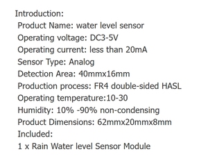 Wasserspiegel-Sensormodul Höhe Unterwassertiefe Sensor universeller Regensensor für Arduino Entwicklungsbrett DIY