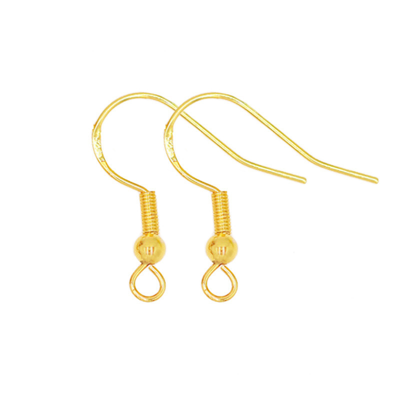 18K gold large ear hooks with beaded springs