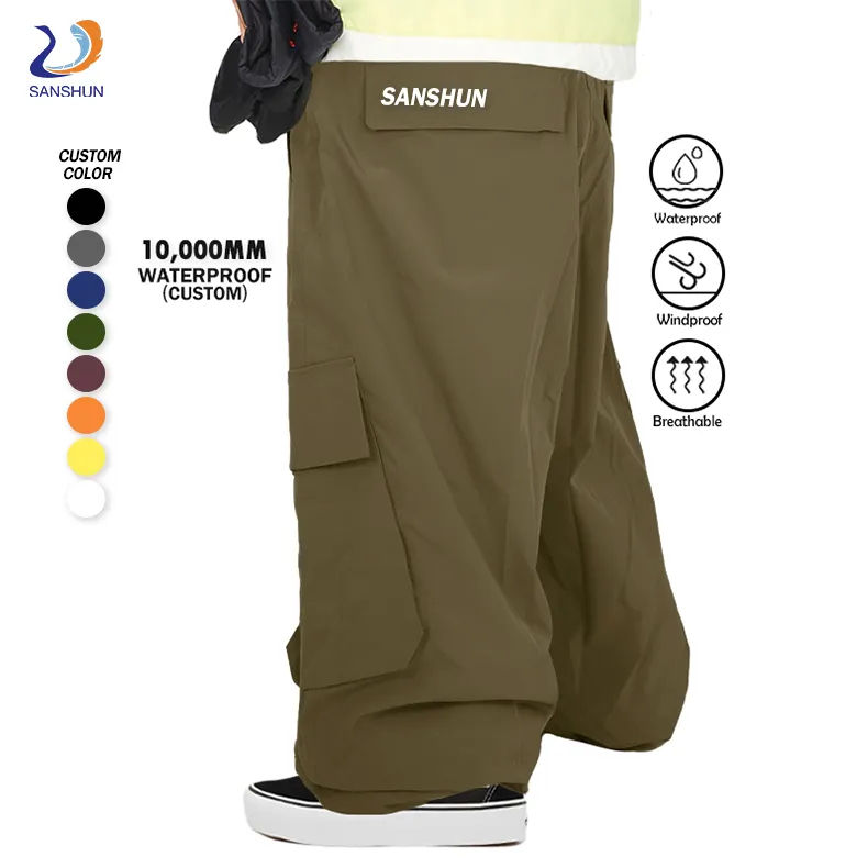 Pantaloni da neve larghi impermeabili pantaloni Oversize stile personalizzato Snowboard Unisex larghi pantaloni da sci da uomo