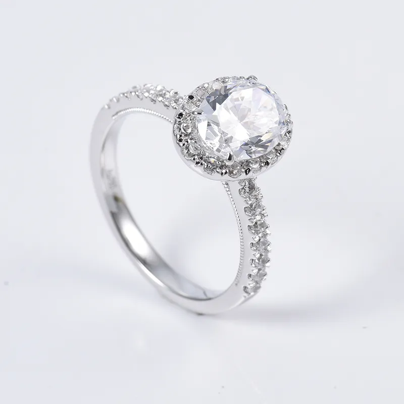 Bella promessa di matrimonio anello di fidanzamento VVS DEF diamante artificiale laboratorio personalizzato di lusso taglio ovale 14k 18k gioielli in oro massiccio per le donne