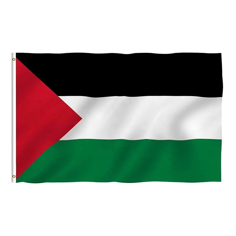 カスタム90x 150cm 3x5Ft 100% ポリエステル屋内屋外両面赤黒緑白パレスチナ国旗