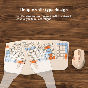 Diseño de teclado dividido Combo de ratón de teclado ergonómico inalámbrico Receptor 2 en 1 para Windows con reposamuñecas - Product Image 2