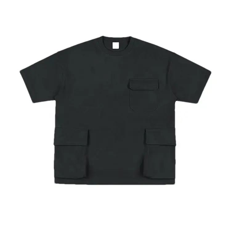 2024 nueva moda de verano de alta calidad para hombre, camiseta personalizada con bolsillo, camiseta lisa Cargo, camisetas de gran tamaño de algodón en blanco para hombres