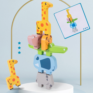 Hayvan denge blokları tahta oyunları oyuncak dinozor eğitici istifleme yüksek yapı taşı ahşap oyuncak - Product Image 4