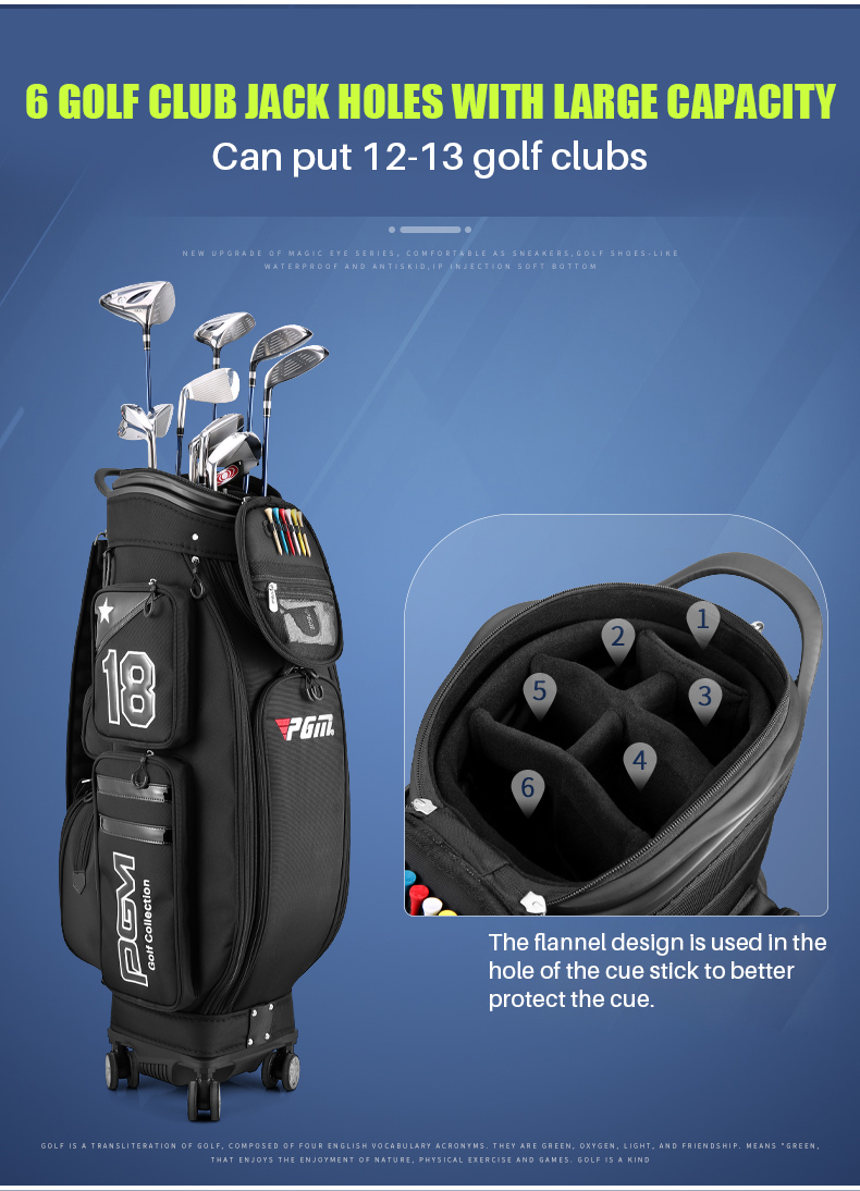 PGM QB097 whosale golf bag waterproof custom logo nylon golf bag with