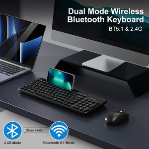 98 Keys 2.4Ghz Wireless <strong>Keyboard</strong> BT5.0 Computer <strong>Keyboard</strong> Multi Devices Gaming <strong>Keyboard</strong> with Tablet Stand for Win/iOS/<strong>Android</strong> - Product Image 2