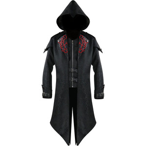 中世纪男士街装连帽夹克外套服装爱德华刺客信条万圣节服装白格刺客角色扮演涤纶