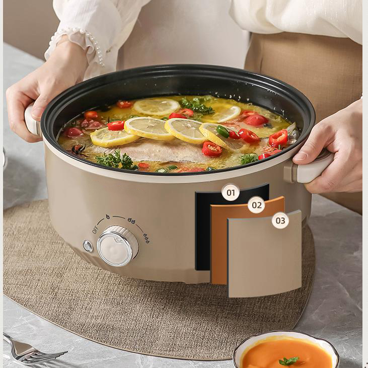Zogifts Large-Capacity Multi-Function Electric <strong>Skillets</strong> Round Hot Cooking Frying Pot with Glass Aluminum Lid for Household <strong>Use</strong> - Product Image 4