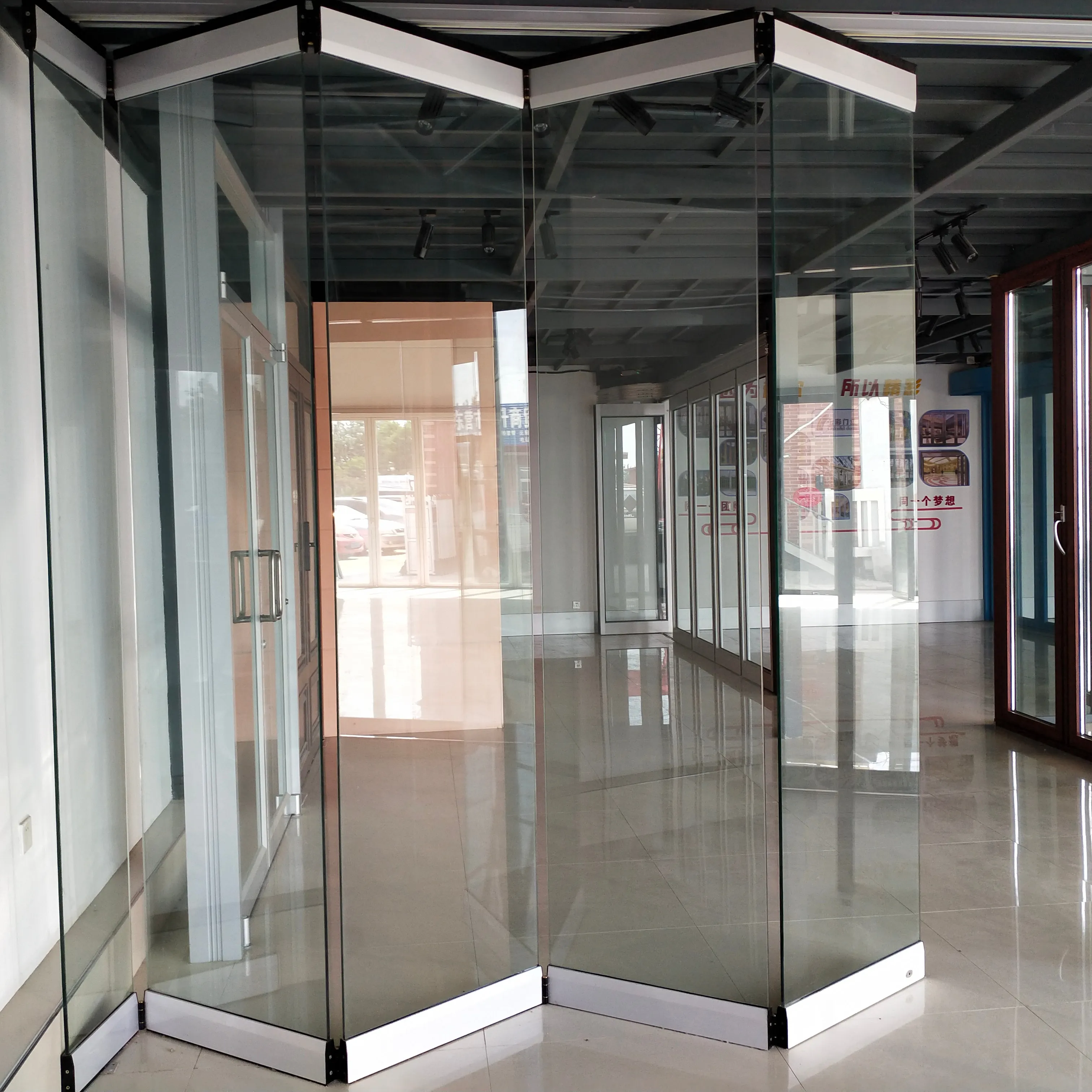 Folding glass door