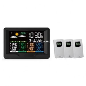 3 sensores estación meteorológica reloj temperatura y humedad misma pantalla pronóstico del tiempo reloj electrónico - Product Image 1