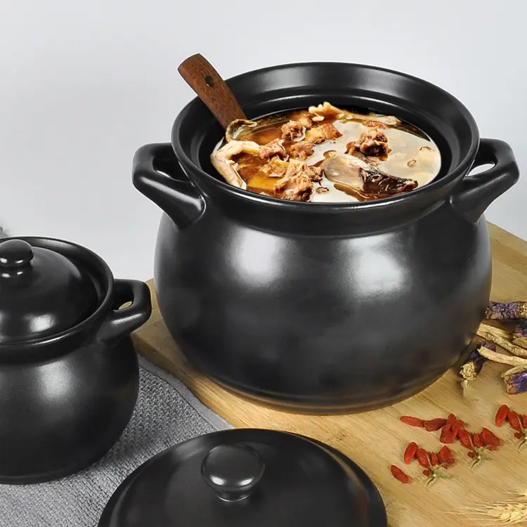 Manufacturer Hand-made Olla De Ceramic Casserole Large Capacity Kitchen Cooking Pot With Lid Kitchenware Cookware